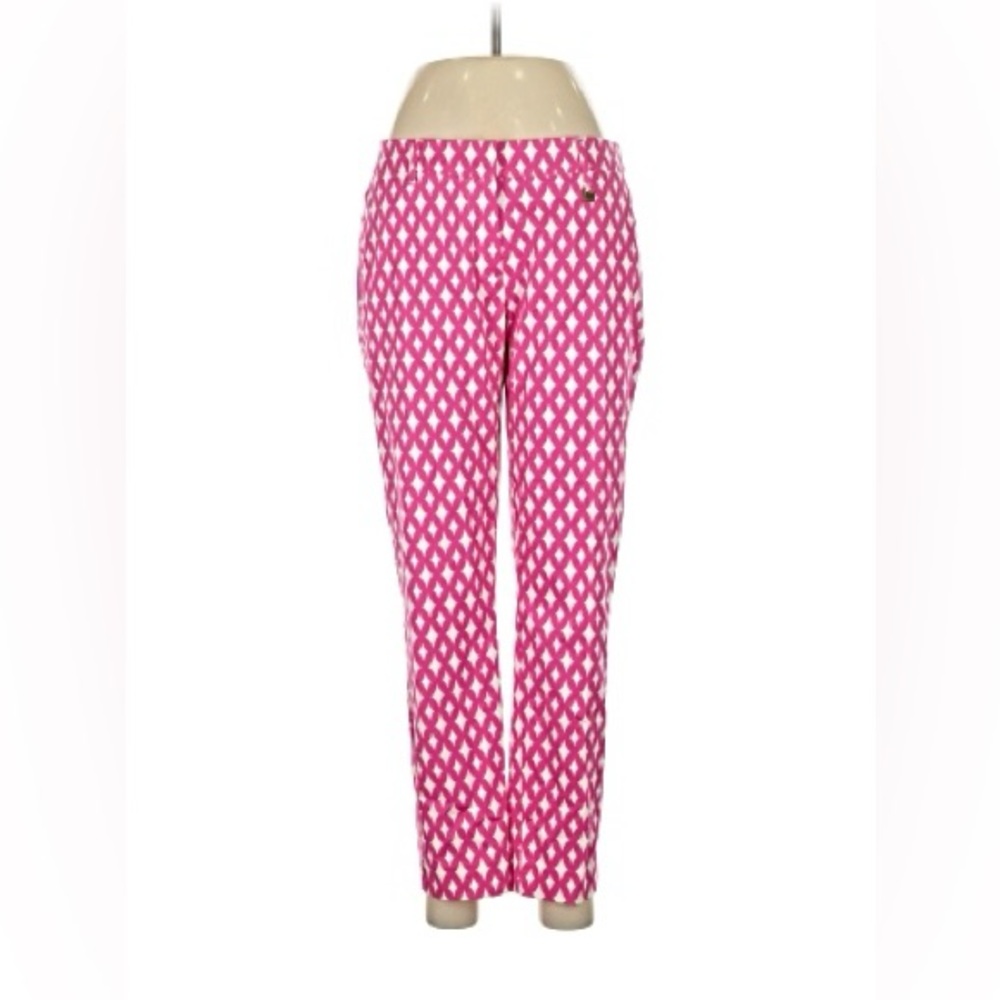 Nautica Pink and White Geometric Pattern Straight Leg Pants